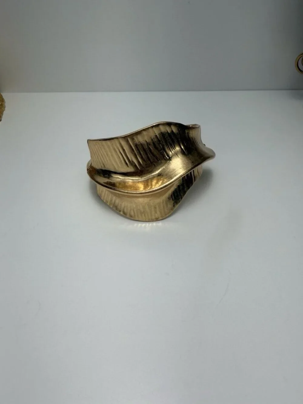 Zara Golden Sculptural Statement  Bracelet For Women Abstract Design - Picture 8 of 10